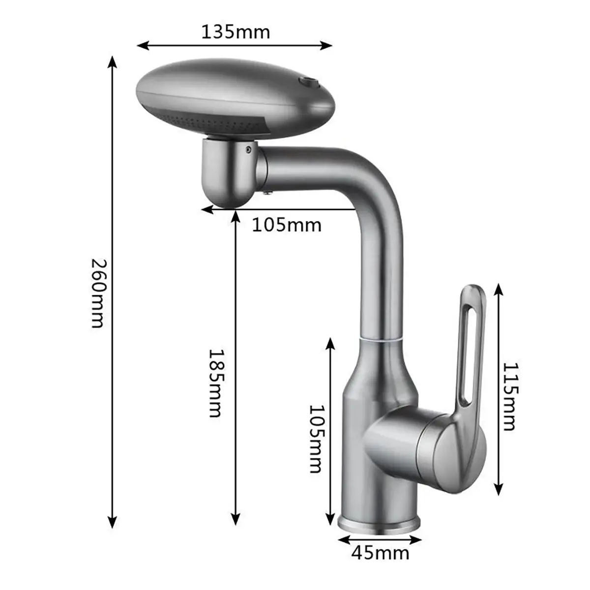 MultiFunctional Waterfall Basin Faucet 4 Modes Stream Sprayer 360° Rotation Hot Cold Water Sink Mixer Wash for Bathroom