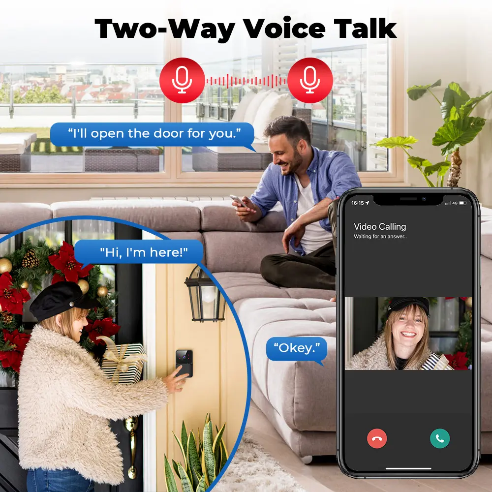 Tuya Intelligent Wifi Doorbell Outdoor High-Definition Camera Anti-Theft Door Bell Night Vision Home Monitor Door Phone Voice