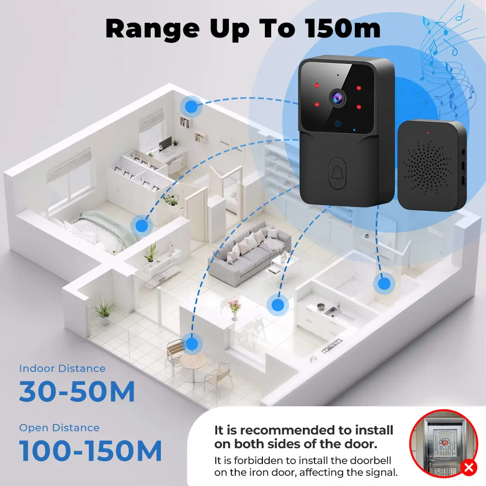 Tuya Intelligent Wifi Doorbell Outdoor High-Definition Camera Anti-Theft Door Bell Night Vision Home Monitor Door Phone Voice