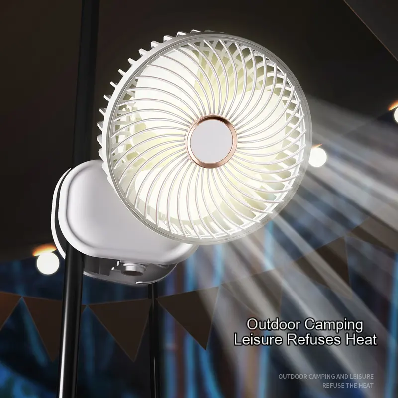 New Night Light Electric Clip Fan Foldable USB Rechargeable Portable Outdoor Home Office 5-gears Wireless Desktop Cooling Fan