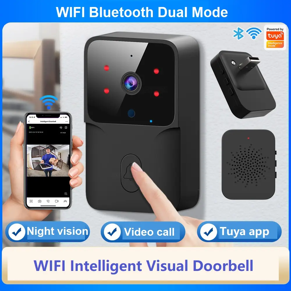 Tuya Intelligent Wifi Doorbell Outdoor High-Definition Camera Anti-Theft Door Bell Night Vision Home Monitor Door Phone Voice