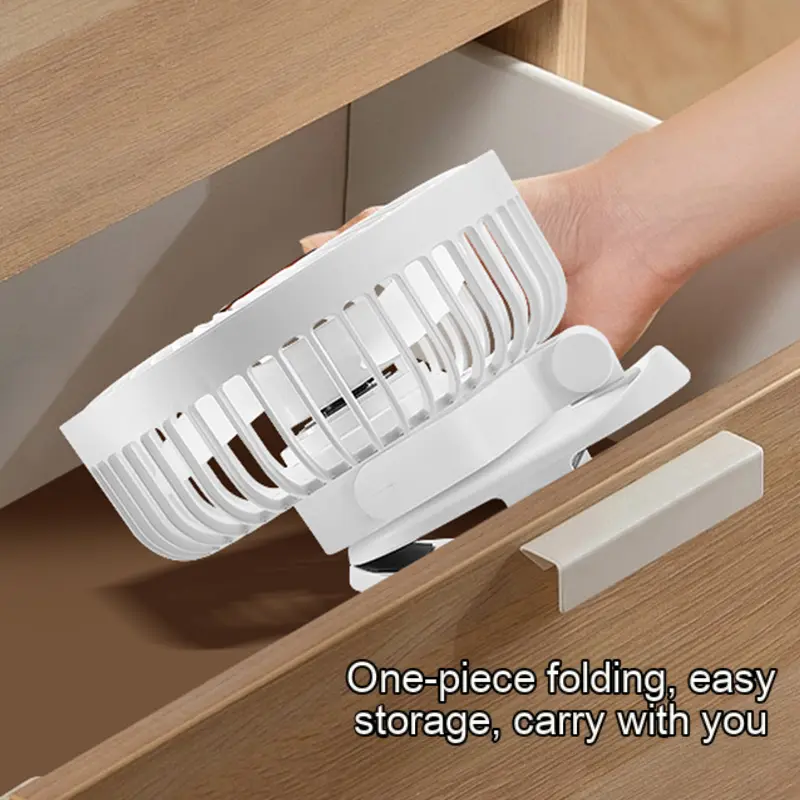 New Night Light Electric Clip Fan Foldable USB Rechargeable Portable Outdoor Home Office 5-gears Wireless Desktop Cooling Fan