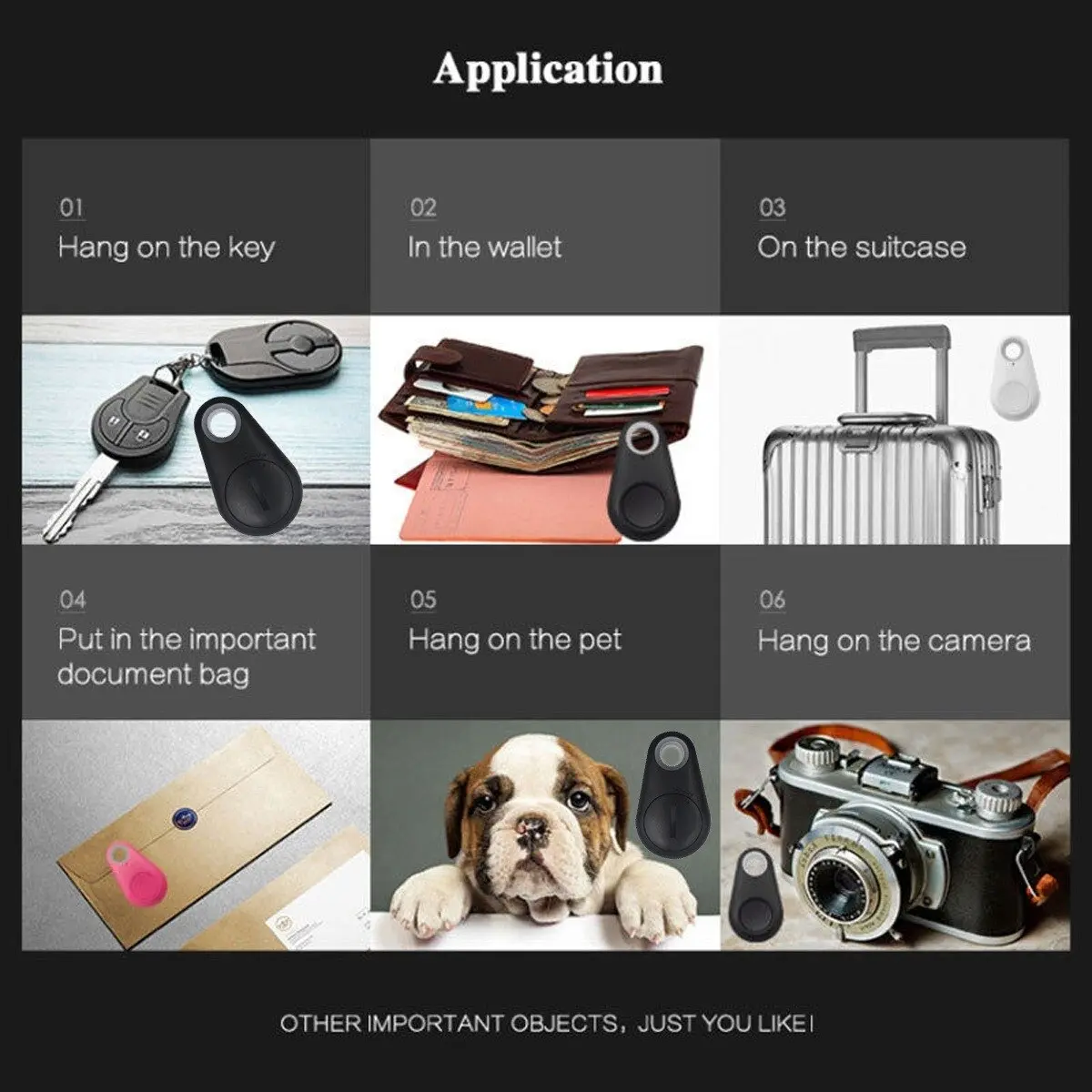 Mini Fashion Smart Dog Pets Bluetooth 4.0 GPS Tracker Anti Lost Alarm Tag Wireless Child Bag Wallet Key Finder Locator