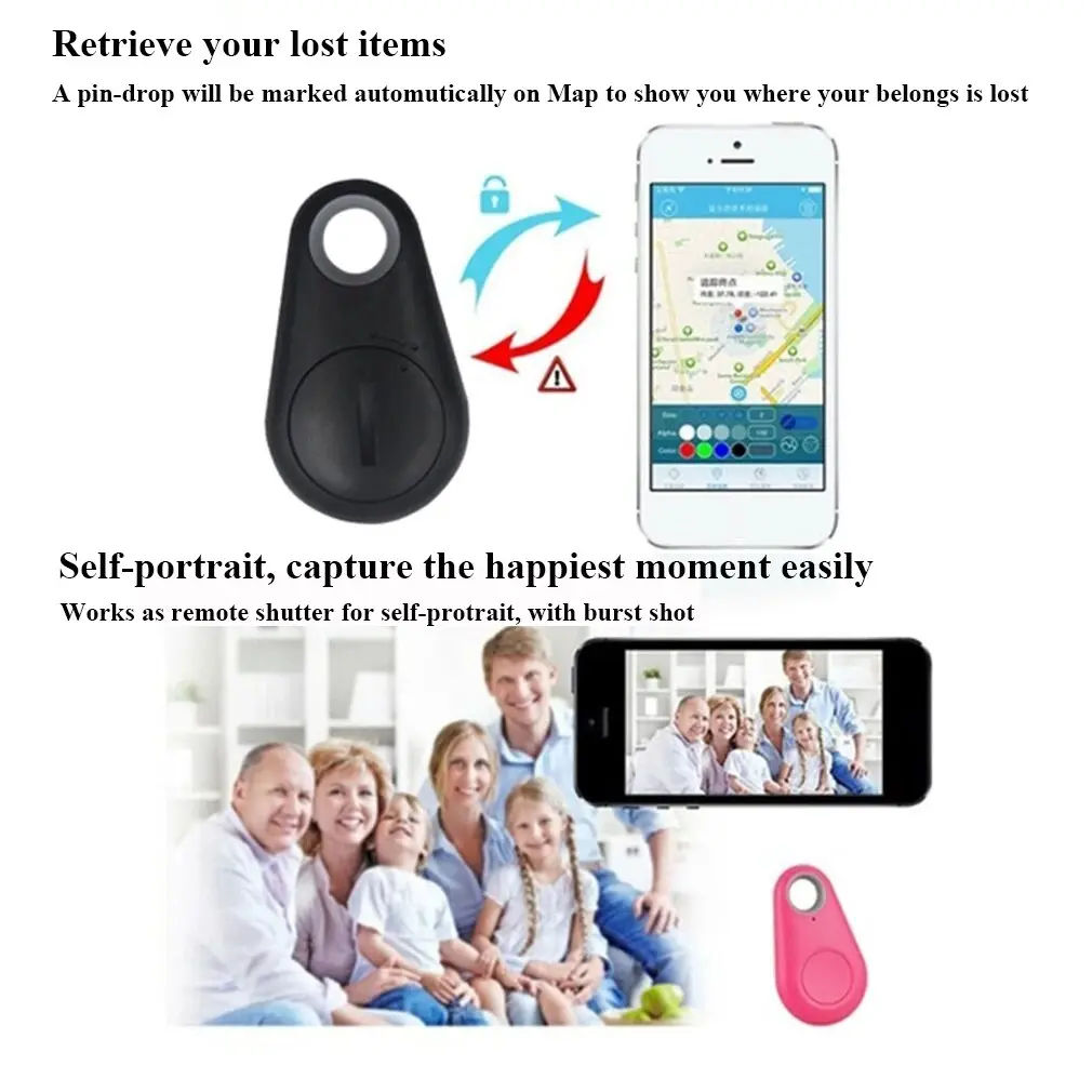 Mini Fashion Smart Dog Pets Bluetooth 4.0 GPS Tracker Anti Lost Alarm Tag Wireless Child Bag Wallet Key Finder Locator