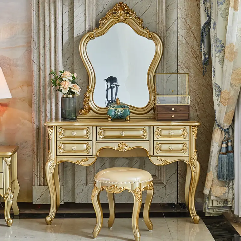 Gold Large Storage Vanity Table Nordic Modern Space Saving Luxury Dresser Bedroom Adult Beauty Schmink Tisch Home Furniture