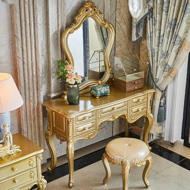 Gold Large Storage Vanity Table Nordic Modern Space Saving Luxury Dresser Bedroom Adult Beauty Schmink Tisch Home Furniture