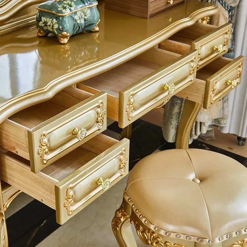 Gold Large Storage Vanity Table Nordic Modern Space Saving Luxury Dresser Bedroom Adult Beauty Schmink Tisch Home Furniture