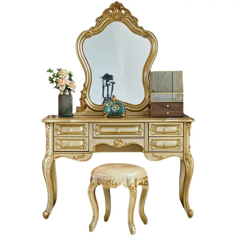 Gold Large Storage Vanity Table Nordic Modern Space Saving Luxury Dresser Bedroom Adult Beauty Schmink Tisch Home Furniture