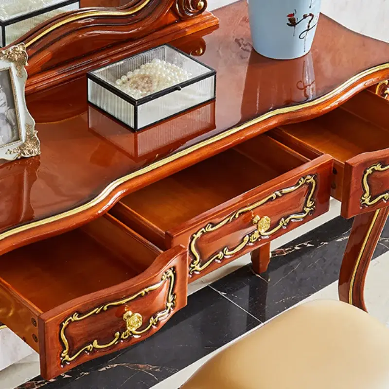 Brown Aesthetic Wood Vanity Table Storage Mirror Drawers Makeup Dresser Living Room Beauty Schmink Tisch Home Furniture Set