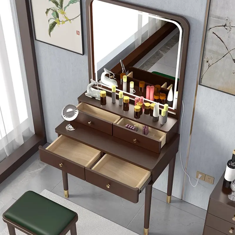 Nordic Aesthetic Dressing Table Minimal Small Storage Organizer Dressing Table Vintage Style Mesa Maquillaje Home Furniture
