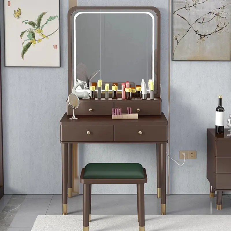 Nordic Aesthetic Dressing Table Minimal Small Storage Organizer Dressing Table Vintage Style Mesa Maquillaje Home Furniture