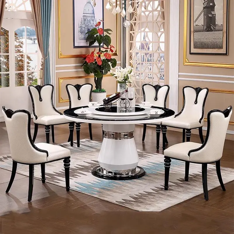 Italian Design Dining Tables Party Waterproof Salon Round Dining Tables Luxury Breakfast White Table A Manger Furniture Home