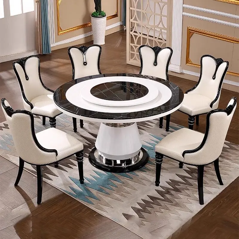 Italian Design Dining Tables Party Waterproof Salon Round Dining Tables Luxury Breakfast White Table A Manger Furniture Home
