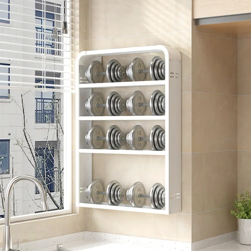 No-Drill Hanging Kitchen Rack Adjustable Shelves Space Saving Kitchen Organizer Wall-Mounted For Spices, Cans & Groceries