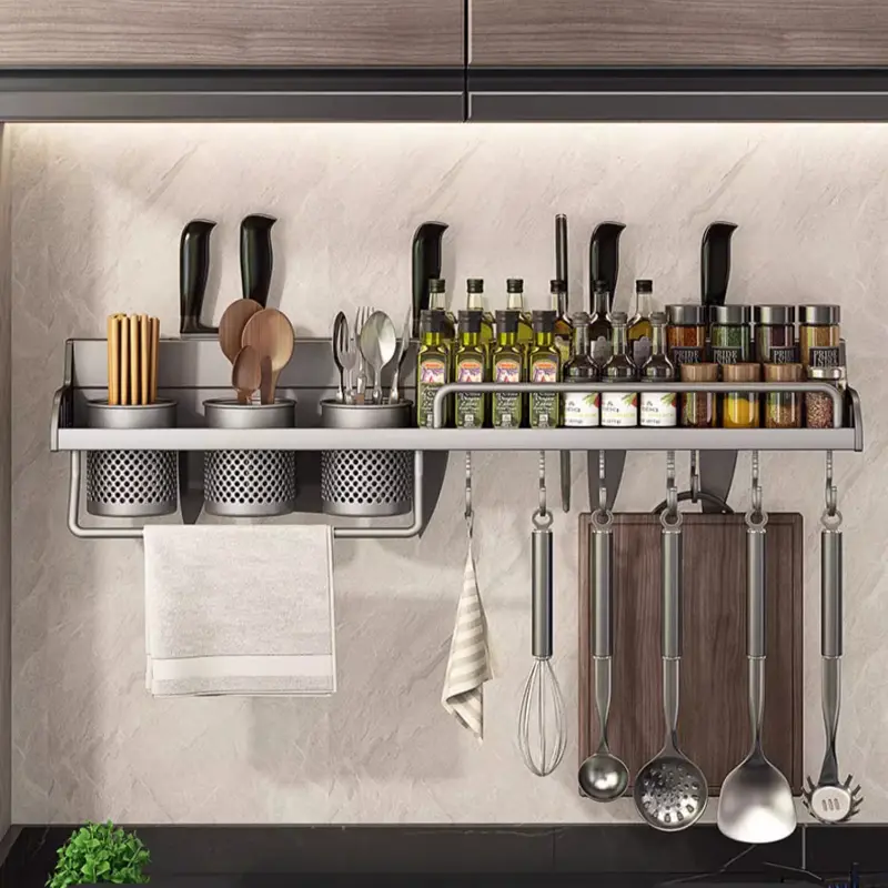 Multi-Functional Waterproof Hanging Shelf Rustproof Stainless Steel Space Saving Kitchen Rack With Durable Hook No-Drill Design