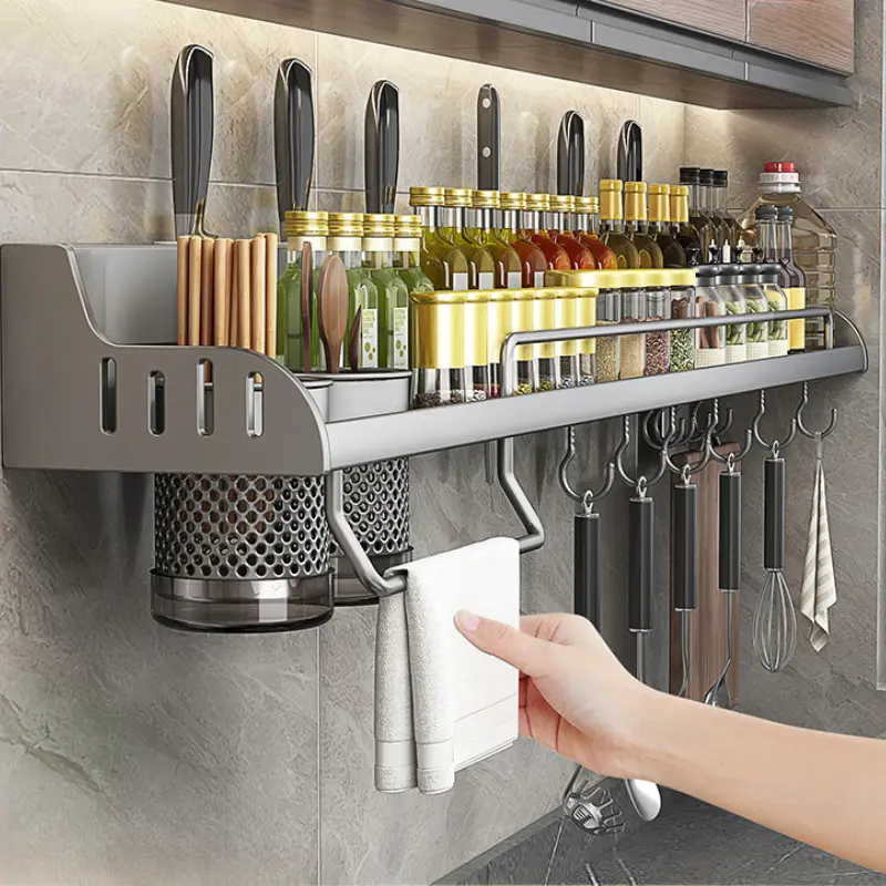 Multi-Functional Waterproof Hanging Shelf Rustproof Stainless Steel Space Saving Kitchen Rack With Durable Hook No-Drill Design