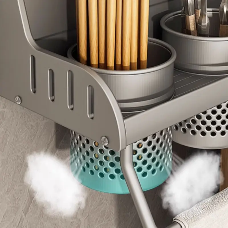 Multi-Functional Waterproof Hanging Shelf Rustproof Stainless Steel Space Saving Kitchen Rack With Durable Hook No-Drill Design