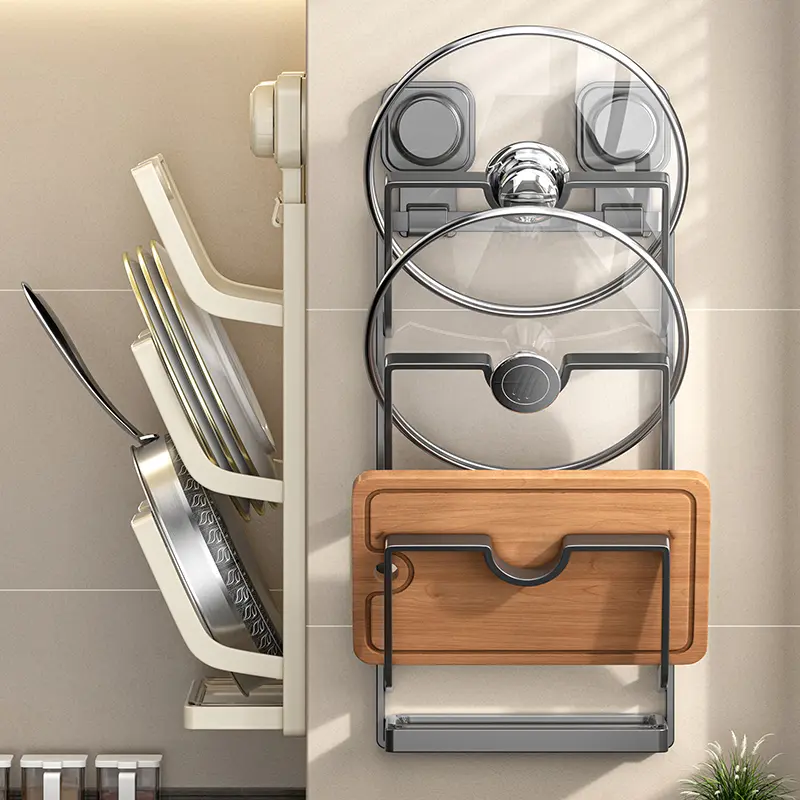 Multi-Functional Waterproof Hanging Shelf Wall-Mounted Design Space Saving Kitchen Rack No Drill Installation For Kitchen Tools