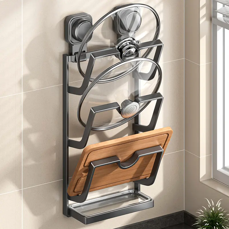 Multi-Functional Waterproof Hanging Shelf Wall-Mounted Design Space Saving Kitchen Rack No Drill Installation For Kitchen Tools