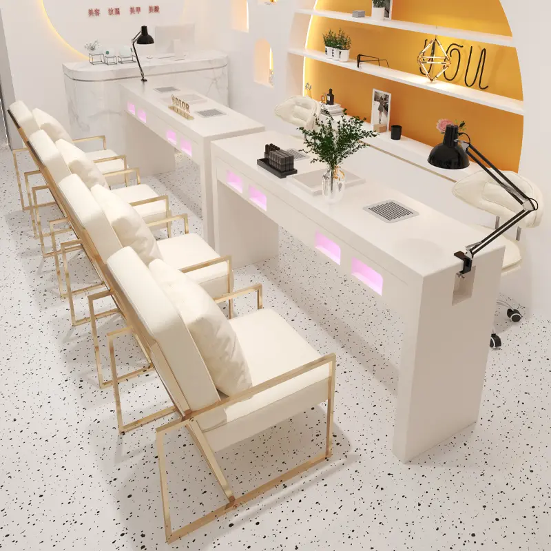 White Design Professionals Nail Desk Dust Collector Art Aesthetic Modern Nail Table Light Luxury Nageltafel Manicure Furniture