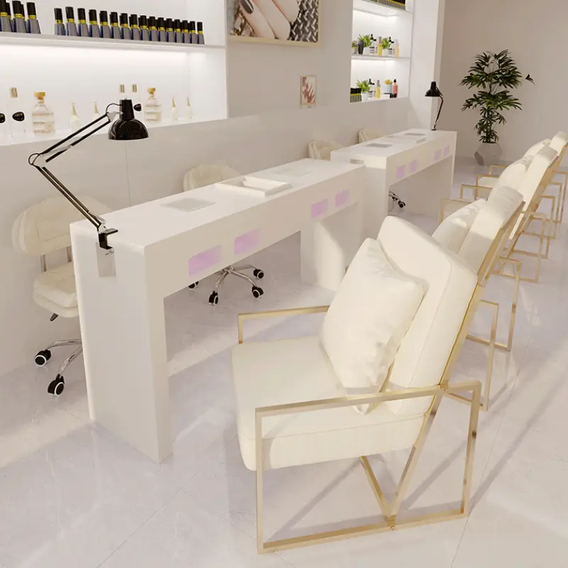 White Design Professionals Nail Desk Dust Collector Art Aesthetic Modern Nail Table Light Luxury Nageltafel Manicure Furniture