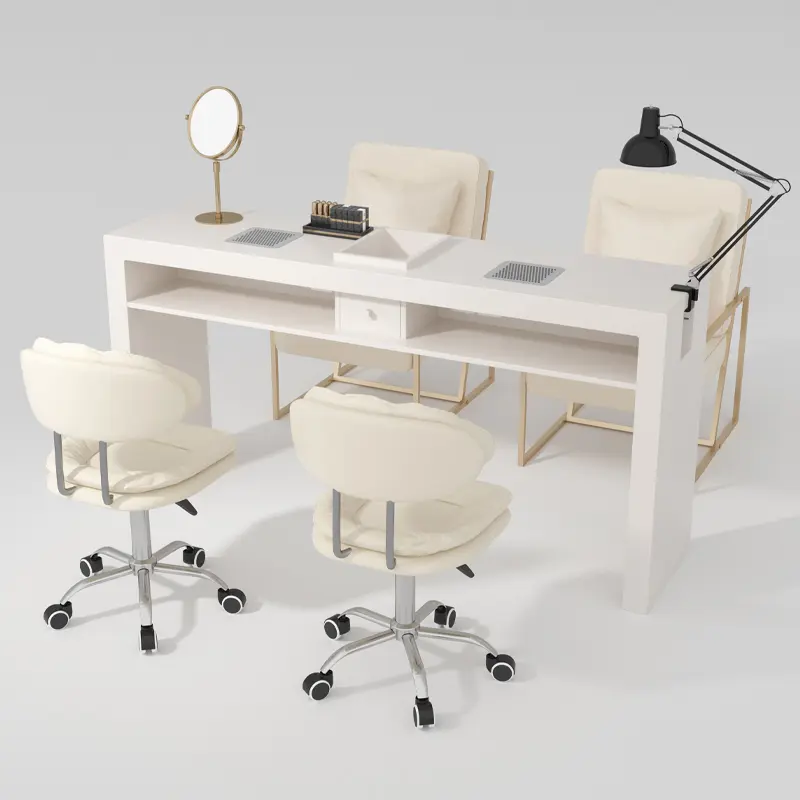 White Design Professionals Nail Desk Dust Collector Art Aesthetic Modern Nail Table Light Luxury Nageltafel Manicure Furniture