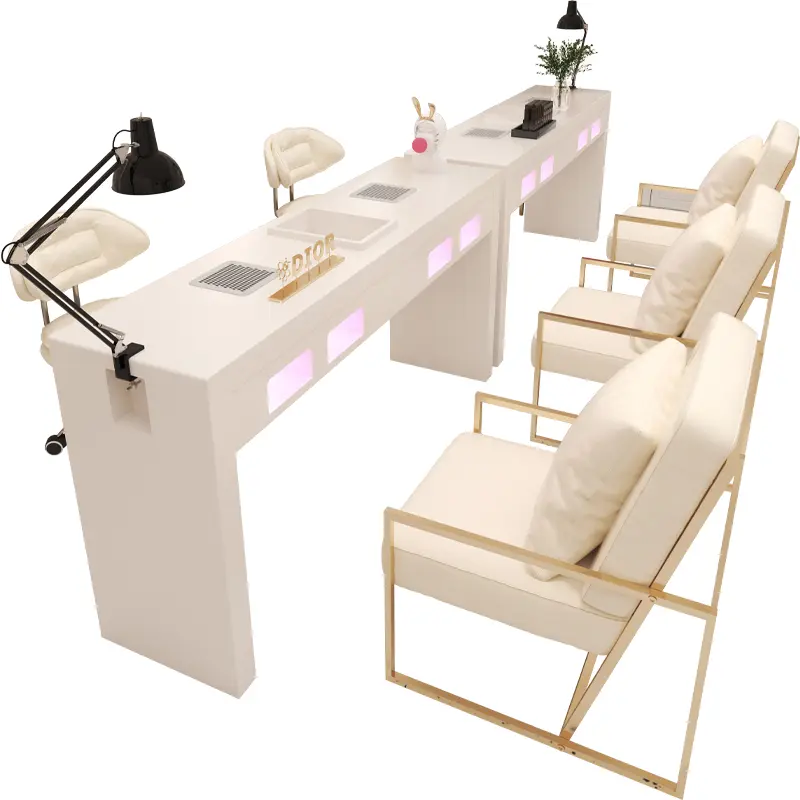 White Design Professionals Nail Desk Dust Collector Art Aesthetic Modern Nail Table Light Luxury Nageltafel Manicure Furniture