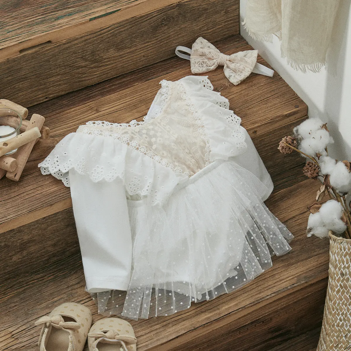 ma&baby 0-18M Baby Girl Romper Newborn Toddler Infant Girl Lace Tulle Long Sleeve Jumpsuit Fall Spring Princess Clothes Outfits