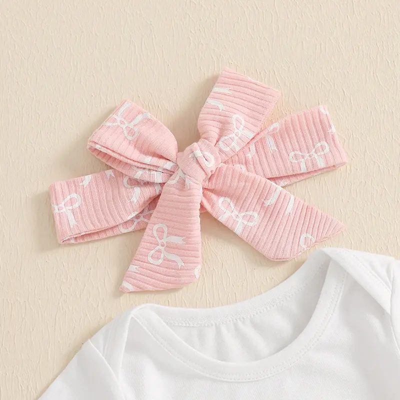 ma&baby 3-12M Newborn Infant Baby Girl 1st Birthday Clothes Sets Embroidery Short Sleeve Romper Flare Pants Hair Band Bow Outfit