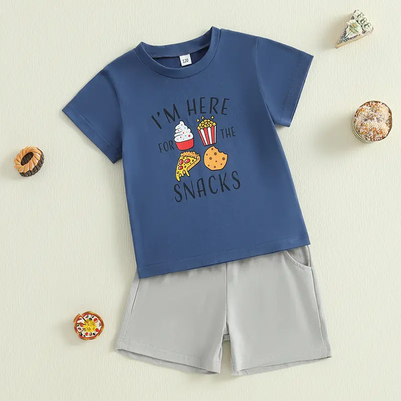 MA&BABY 1-6YBaby Boy Clothes Sets Letter Food Print Short Sleeve T-shirts Shorts Casual Children  Kid Toddler  Summer Outfit