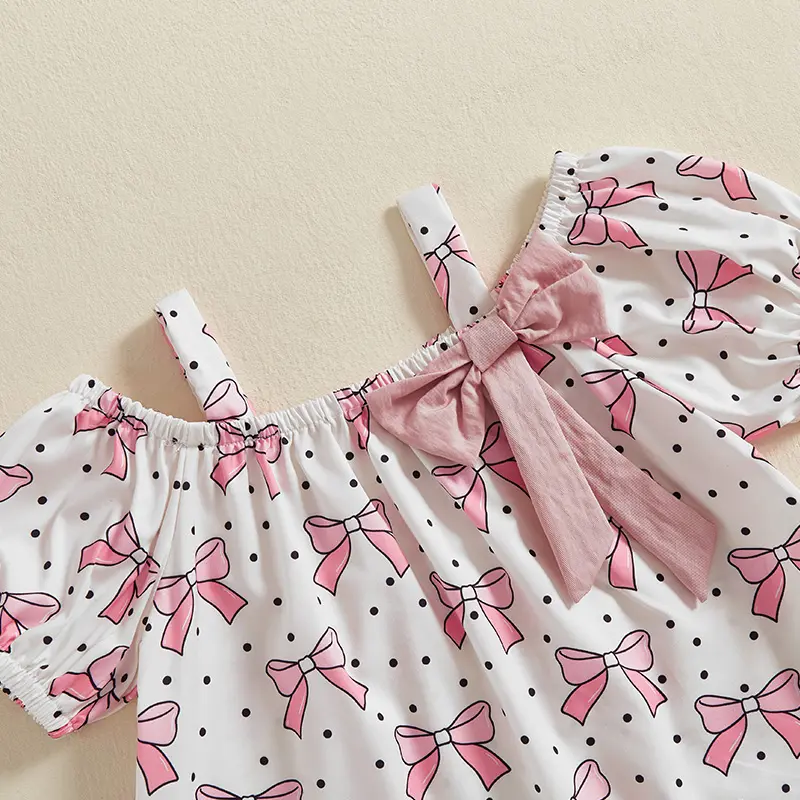 ma&baby 1-5Y Baby Girl Clothes Sets  Toddler Kid Summer  Outfits Short Sleeve Bow/Strawberry Print Tops Shorts Sets