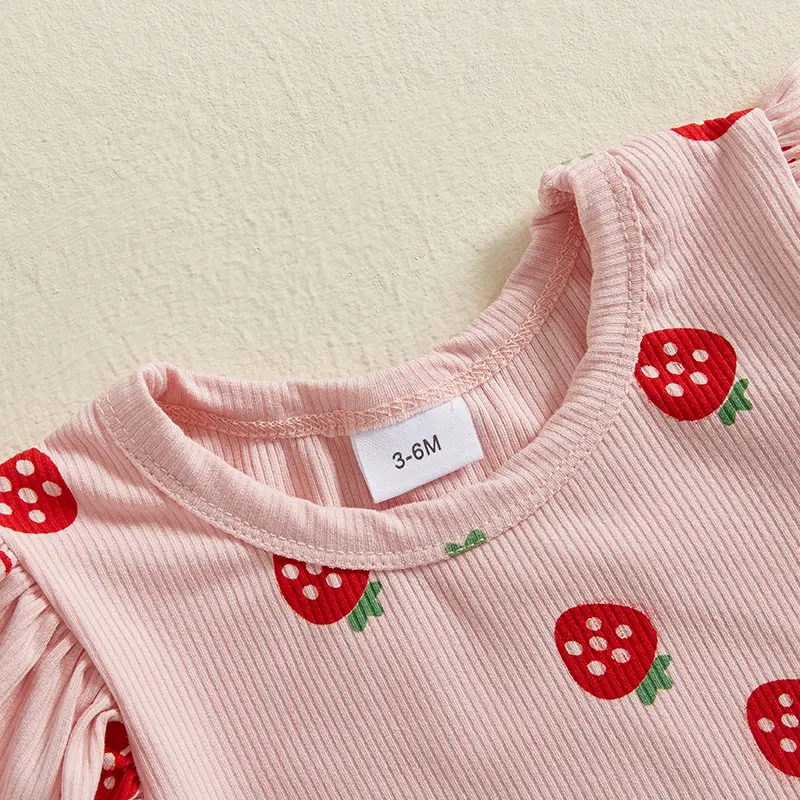 ma&baby 6M-4Y Baby Girl Clothes Sets Toddler Kid Summer Strawberry Outfit T-shirt Flare Pants