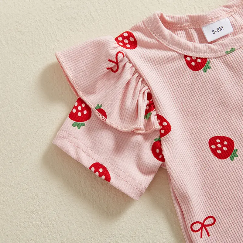 ma&baby 6M-4Y Baby Girl Clothes Sets Toddler Kid Summer Strawberry Outfit T-shirt Flare Pants