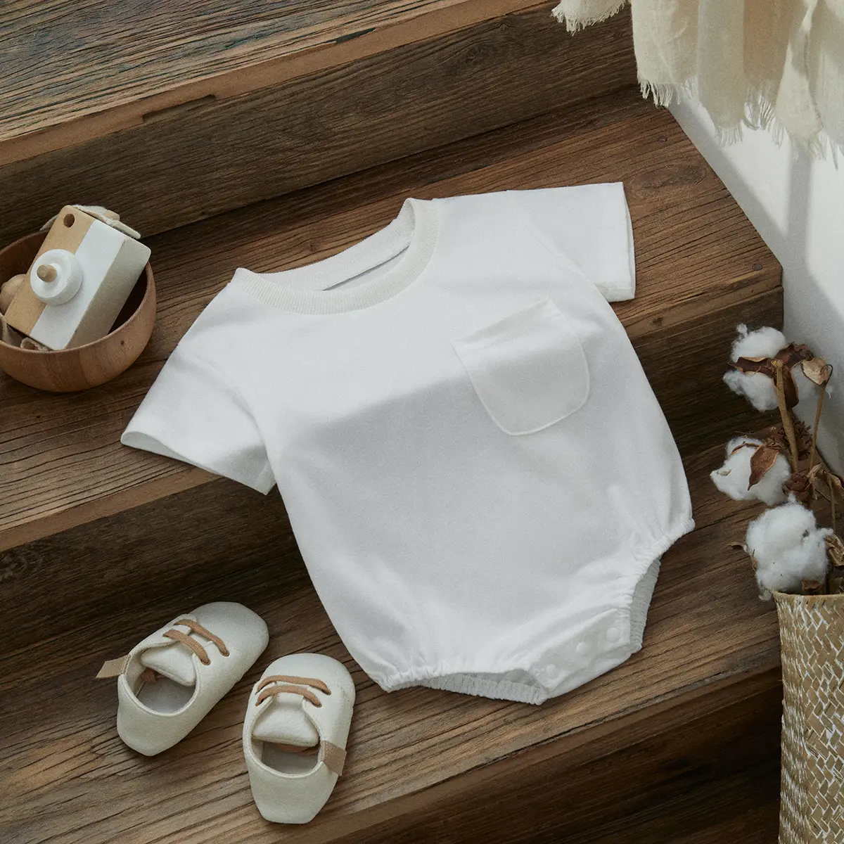 ma&baby 0-24M Baby Boy Girl Romper Newborn Infant Jumpsuit Solid Color Pocket Short Sleeve Summer Clothing