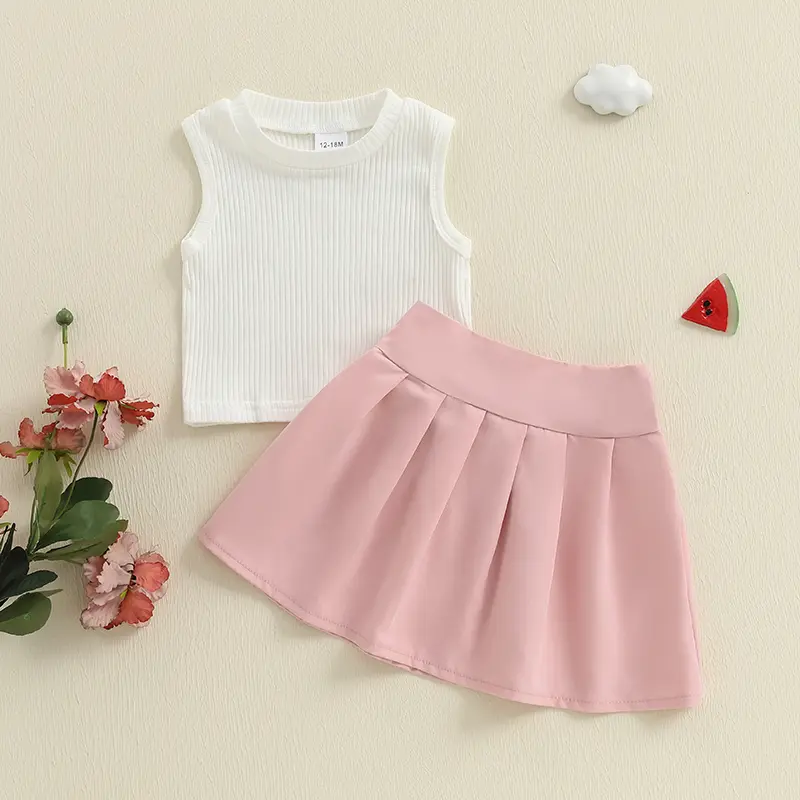 ma&baby 1-5Y Baby Girl Clothes Sets Toddler Kids  Sleeveless Tank Tops  A-Line Skirt  Summer Children Outfits