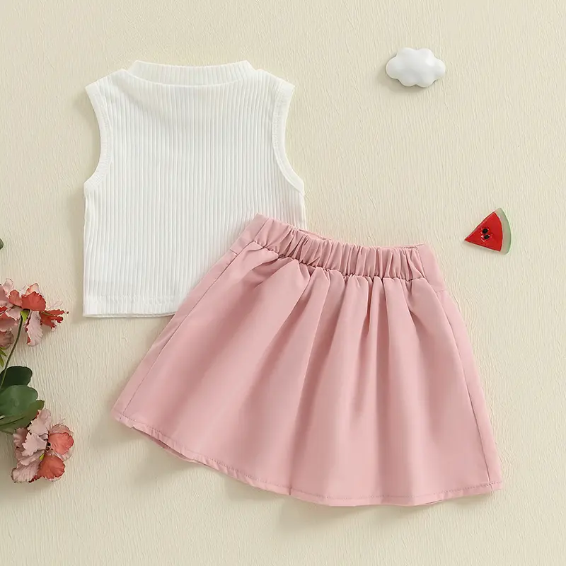 ma&baby 1-5Y Baby Girl Clothes Sets Toddler Kids  Sleeveless Tank Tops  A-Line Skirt  Summer Children Outfits