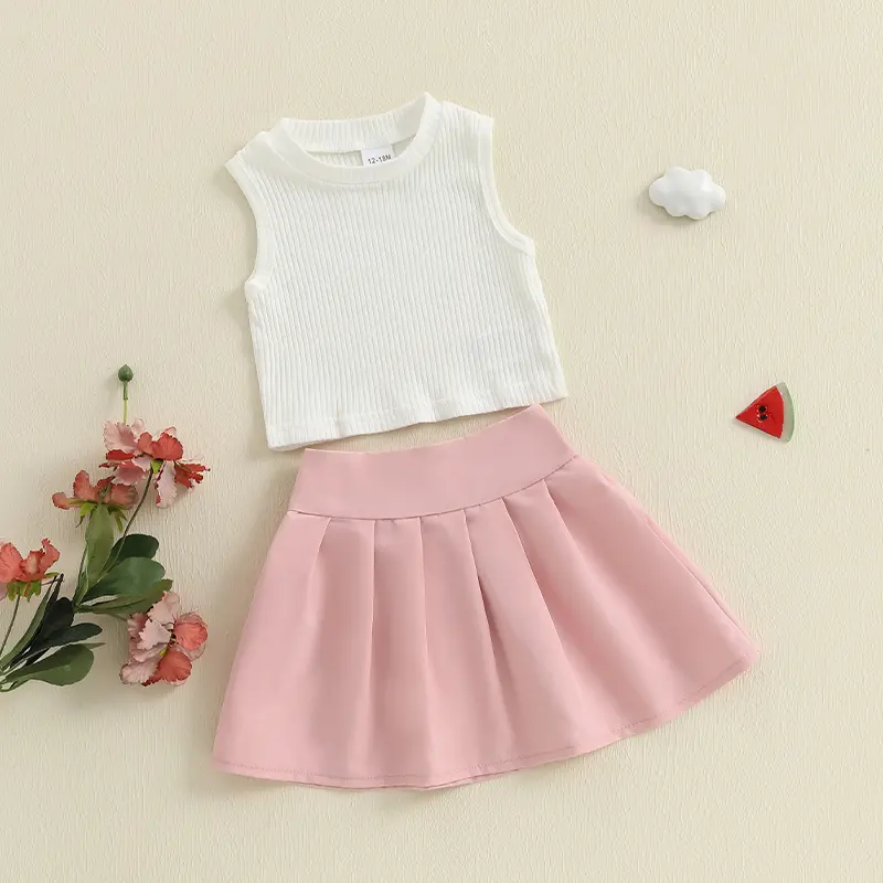 ma&baby 1-5Y Baby Girl Clothes Sets Toddler Kids  Sleeveless Tank Tops  A-Line Skirt  Summer Children Outfits