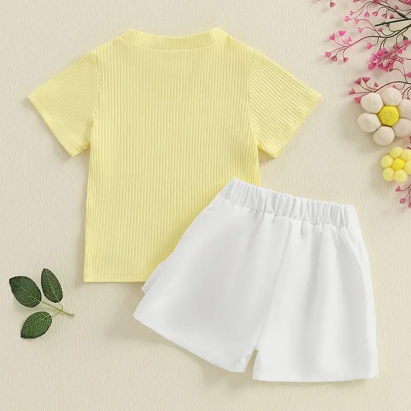 ma&baby 6m-4Y Baby Girls Clothes Sets Kids Toddler Short Sleeve T-shirt Tops Ruffle Shorts Summer Outfit