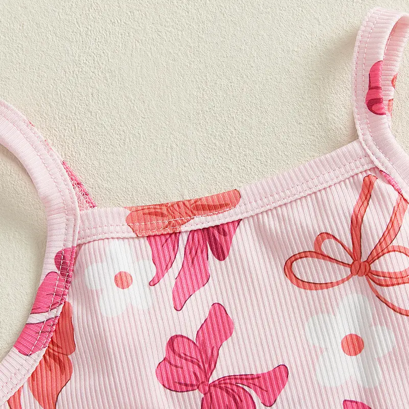 ma&baby 6M-4Y Toddler Kid Baby Girl Clothes Sets  Summer Outfits Bowknot/Strawberry Print Sleeveless Tank Tops Shorts