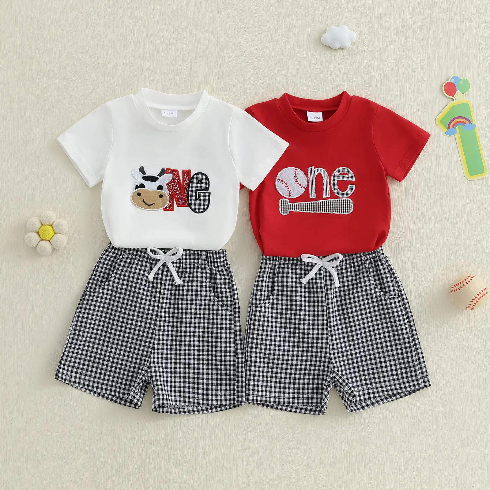 ma&baby 6-18M Baby Boys Clothes Sets Newborn Infant Short Sleeve Round Neck Tops Shorts 1st Birthday Outfits