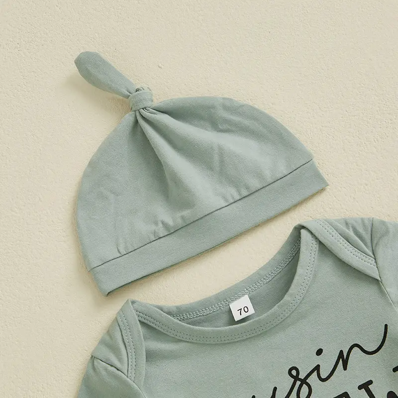ma&baby 0-18M Newborn Infant Baby Boy  Clothes Sets 3Pcs Pants Sets Short Sleeve Letter Print Romper Camouflage Pants Hat Sets