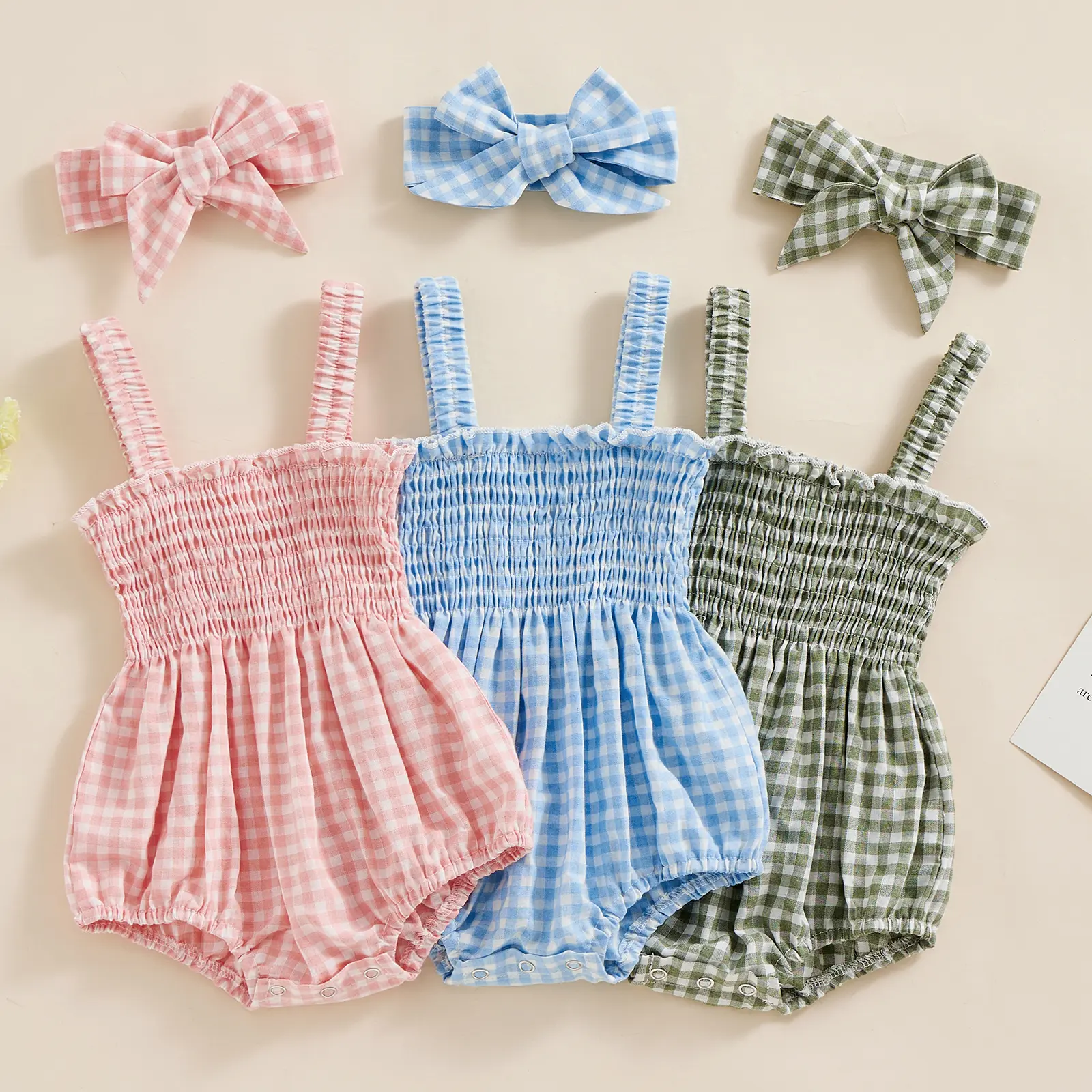 Ma&Baby 0-18M Baby Girls Rompers Newborn Infant Toddler Summer Sleeveless Jumpsuit Plaid Floral Print Sunsuit Playsuit