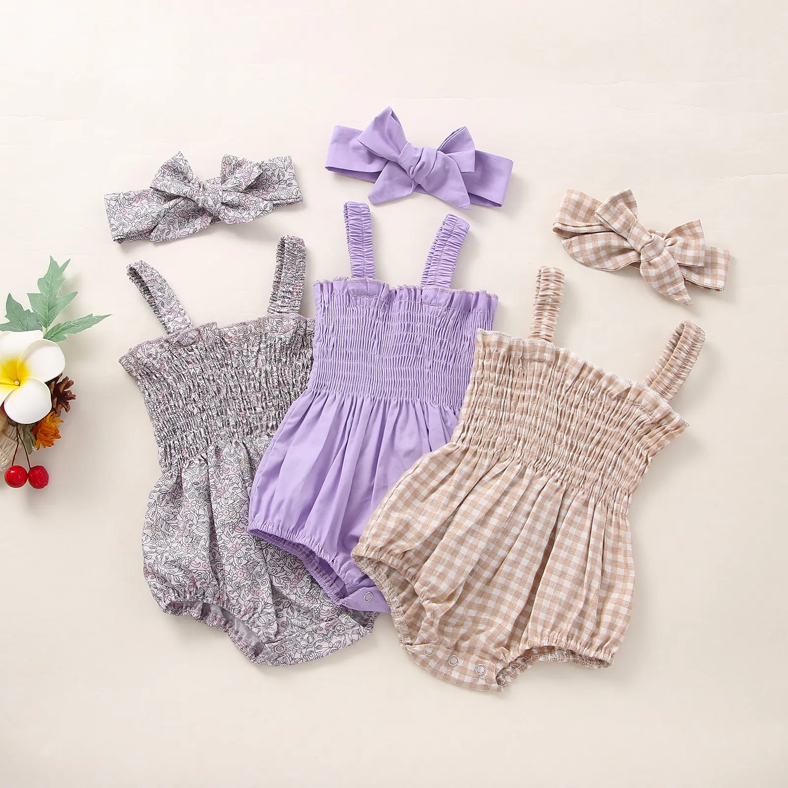 Ma&Baby 0-18M Baby Girls Rompers Newborn Infant Toddler Summer Sleeveless Jumpsuit Plaid Floral Print Sunsuit Playsuit