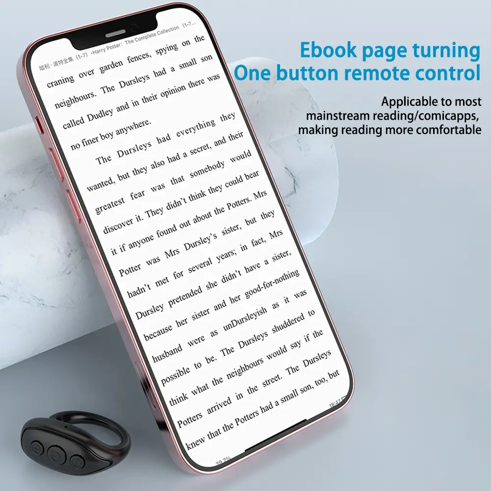 Smart Bluetooth-compatible V5.3 Remote Control Portable Automatic Page Turner Fingertip Selfie Video Controller for Mobile Phone