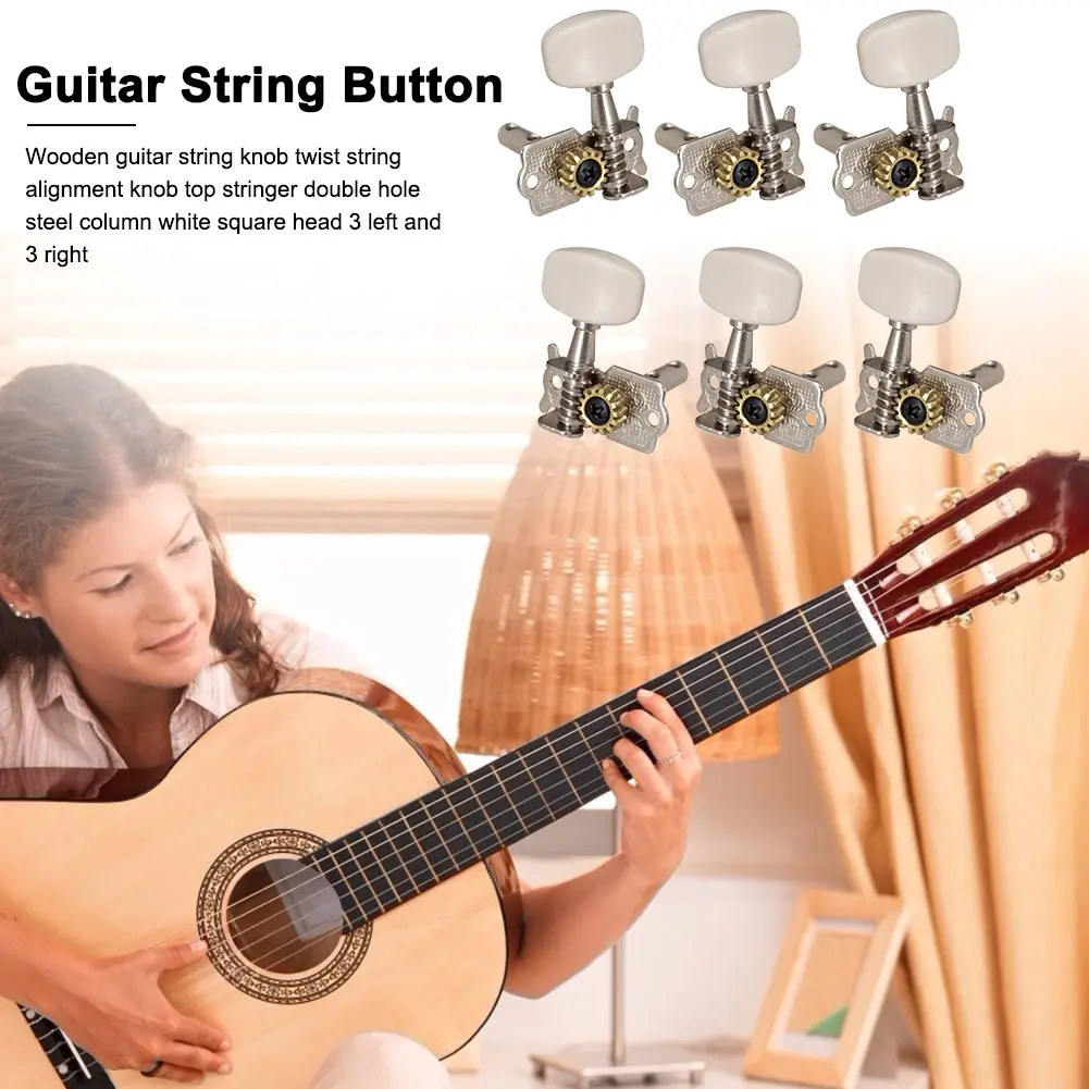 6pcs Guitar Tuners Replacement Guitar 3 Left 3 Right Open String Button Tuning Pegs Machine Head Key Peg Tuners