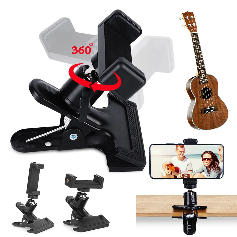 Guitar Head Clip Adjustable Angle Mobile Phone Holder Stand Multifunctional Guitar Head Phone Mount for Home Music Recording