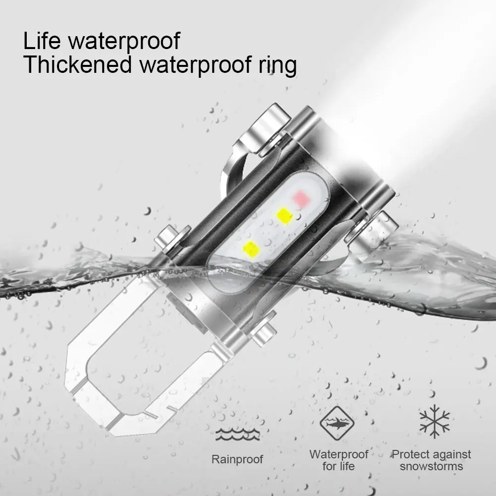 Powerful COB LED Flashlight Keychain USB Rechargeable Portable Hanging Torch Ultralight Camping Lamp Waterproof for Camping