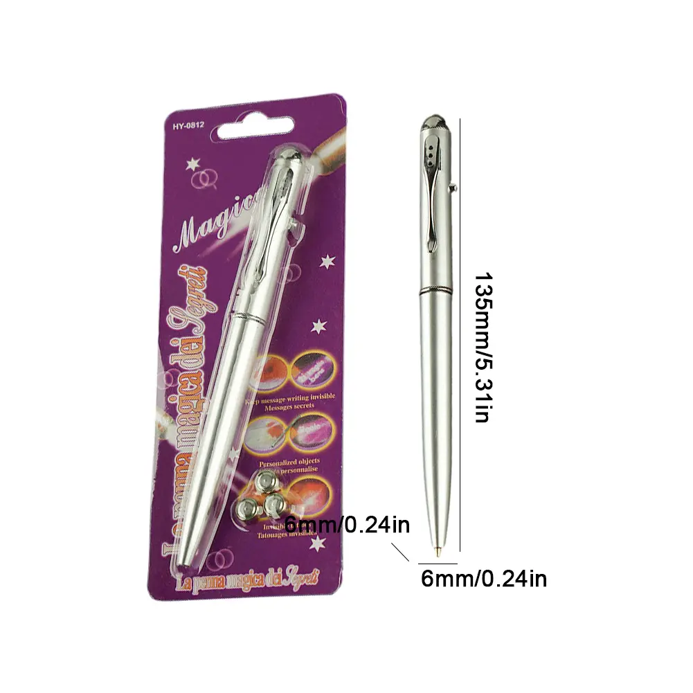 Invisible Ink Pen Anti-Counterfeit Novelty Ballpoint Pens With UV Light LED Disappearing Ink Markers Plastic Secret Ballpoin Pen