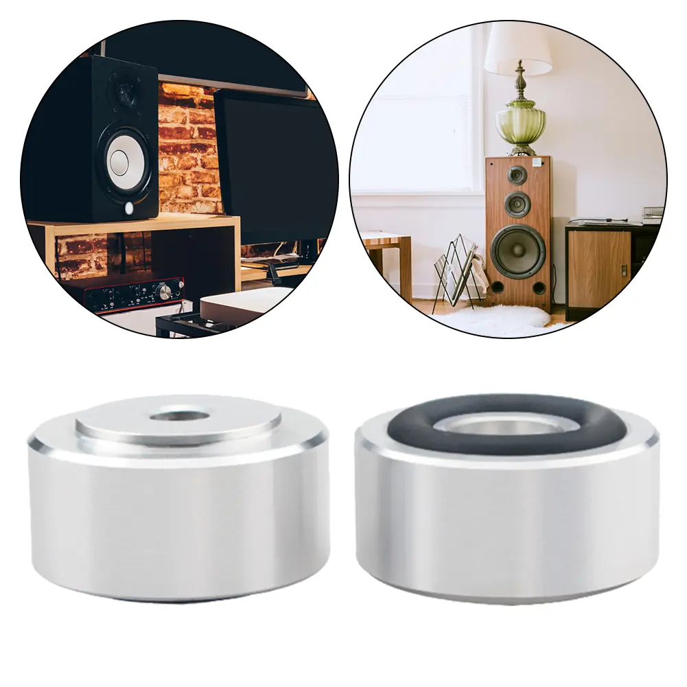 4 Pcs HIFI Speaker Spikes Stand Feet Pad Aluminum Alloy Anti-Slip Isolation Absorb Shock Amplifier Base Feet for Speaker DAC
