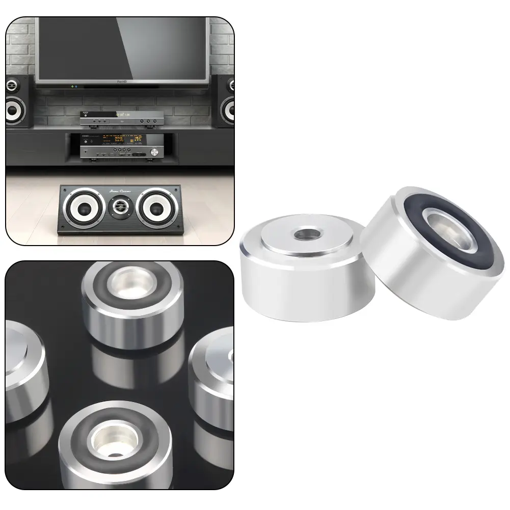 4 Pcs HIFI Speaker Spikes Stand Feet Pad Aluminum Alloy Anti-Slip Isolation Absorb Shock Amplifier Base Feet for Speaker DAC